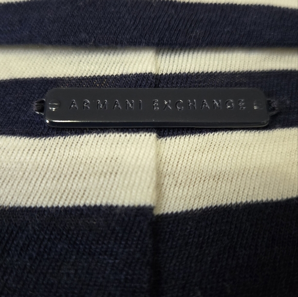A|X ARMANI EXCHANGE Navy and White Lightweight Cotton Cardigan. Sise Small - Picture 8 of 12